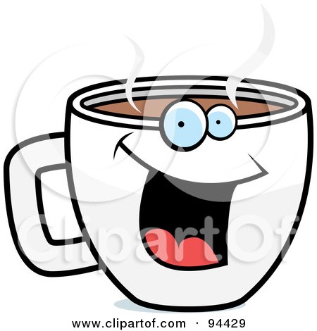 Royalty-Free (RF) Clipart Illustration of a Happy Smiling Coffee Cup Face by Cory Thoman