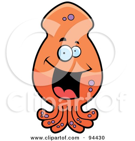 Royalty-Free (RF) Clipart Illustration of a Happy Smiling Squid Face by Cory Thoman