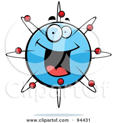 Royalty-Free (RF) Clipart Illustration of a Happy Smiling Atom Face by Cory Thoman
