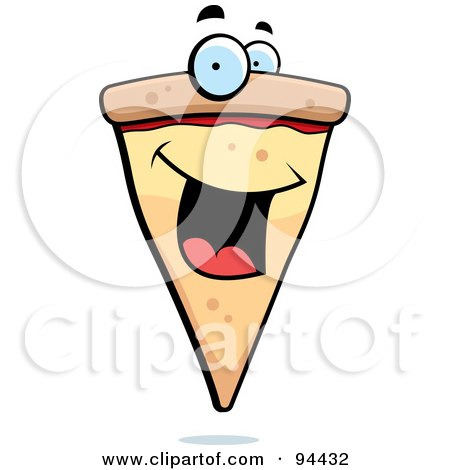 Royalty-Free (RF) Clipart Illustration of a Happy Smiling Pizza Slice Face by Cory Thoman
