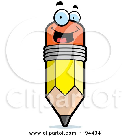 Royalty-Free (RF) Clipart Illustration of a Happy Smiling Pencil Face by Cory Thoman