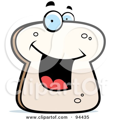 Royalty-Free (RF) Clipart Illustration of a Happy Smiling White Bread Face by Cory Thoman