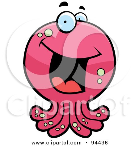 Royalty-Free (RF) Clipart Illustration of a Happy Smiling Octopus Face by Cory Thoman