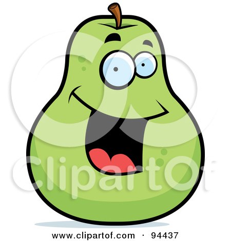 Royalty-Free (RF) Clipart Illustration of a Happy Smiling Pear Face by Cory Thoman