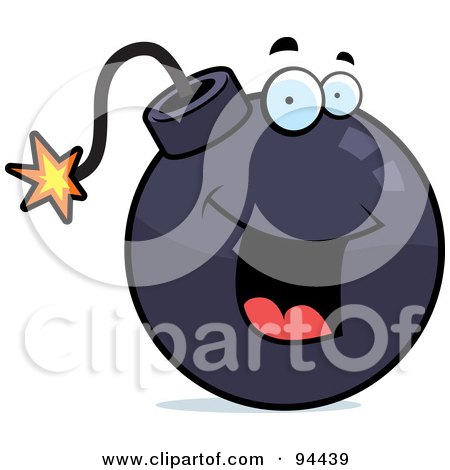 Royalty-Free (RF) Clipart Illustration of a Happy Smiling Bomb Face by Cory Thoman