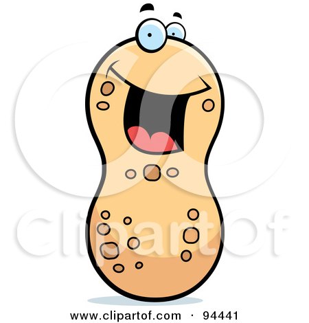 Royalty-Free (RF) Clipart Illustration of a Happy Smiling Peanut Face by Cory Thoman