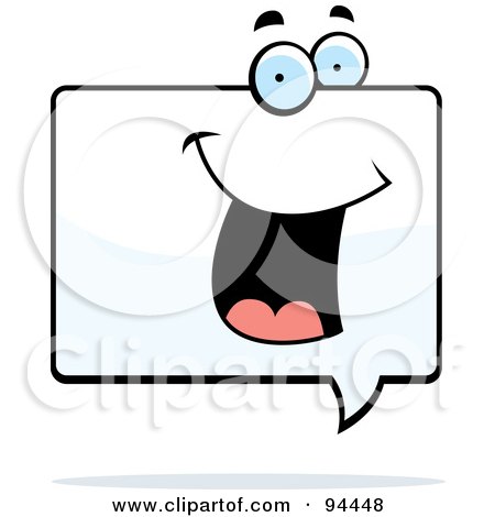 Royalty-Free (RF) Clipart Illustration of a Happy Word Balloon Face by Cory Thoman