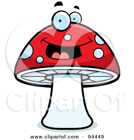 Royalty-Free (RF) Clipart Illustration of a Happy Red Mushroom Face by Cory Thoman