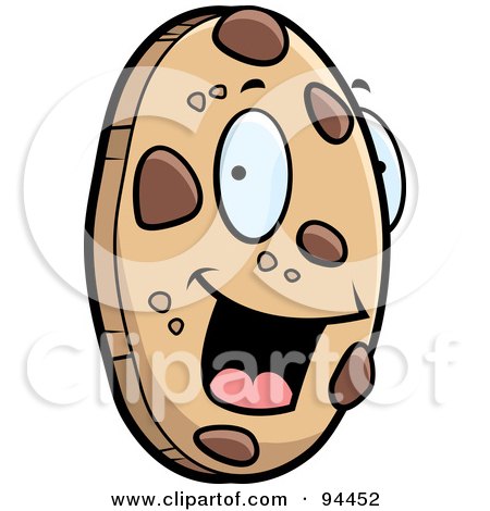 Royalty-Free (RF) Clipart Illustration of a Happy Chocolate Chip Cookie Face by Cory Thoman