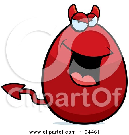 Royalty-Free (RF) Clipart Illustration of a Red Devil Egg Face by Cory Thoman