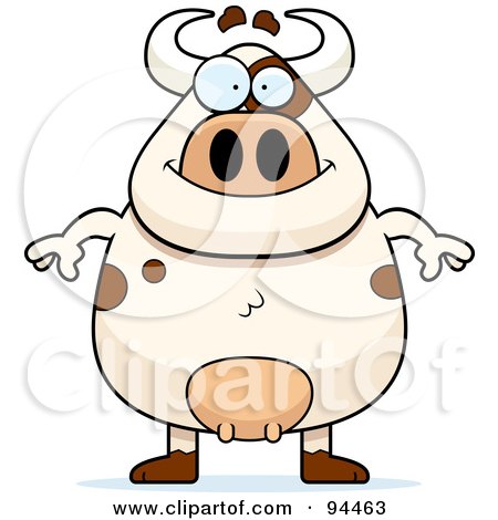Royalty-Free (RF) Clipart Illustration of a Plump Cow Standing Upright by Cory Thoman