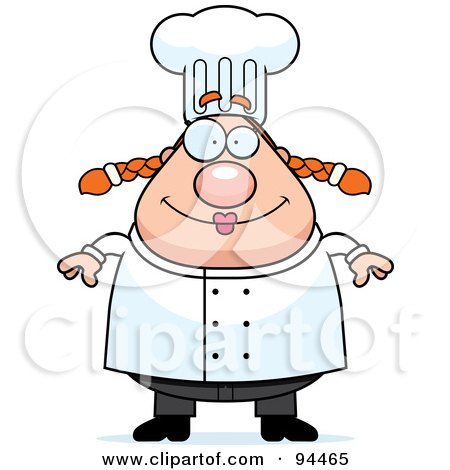 Royalty-Free (RF) Clipart Illustration of a Plump Female Chef In Uniform by Cory Thoman
