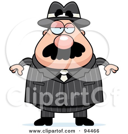 Royalty-Free (RF) Clipart Illustration of a Plump Mobster Man Facing Front by Cory Thoman