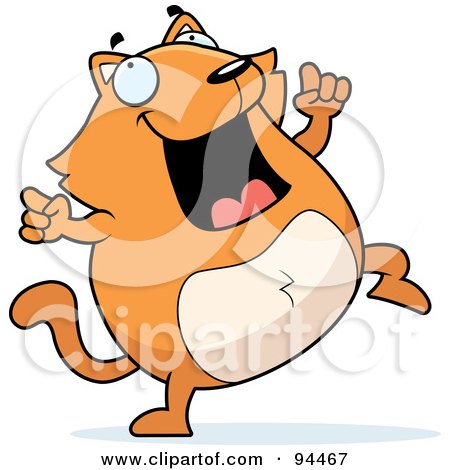Royalty-Free (RF) Clipart Illustration of a Plump Orange Cat Doing A Happy Dance by Cory Thoman