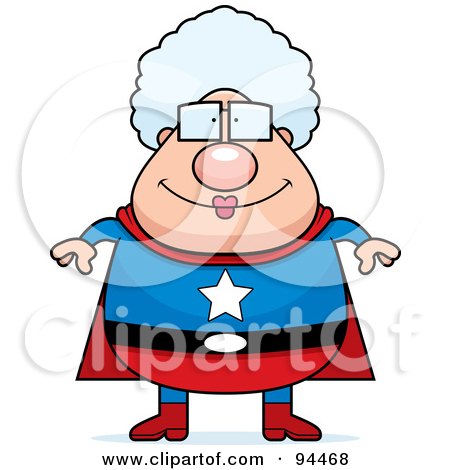 Royalty-Free (RF) Clipart Illustration of a Plump Super Granny Facing Front by Cory Thoman