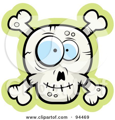 Royalty-Free (RF) Clipart Illustration of a Silly Faced Skull And Crossbones by Cory Thoman
