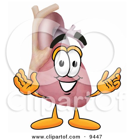 Clipart Picture of a Heart Mascot Cartoon Character With Welcoming Open Arms by Mascot Junction