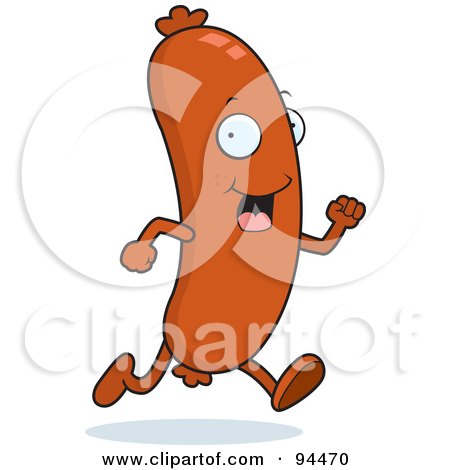 Royalty-Free (RF) Clipart Illustration of a Running Sausage Face by Cory Thoman