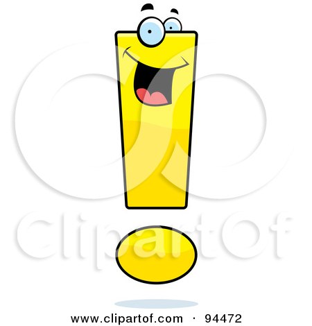 Royalty-Free (RF) Clipart Illustration of a Happy Yellow Exclamation Point Face by Cory Thoman