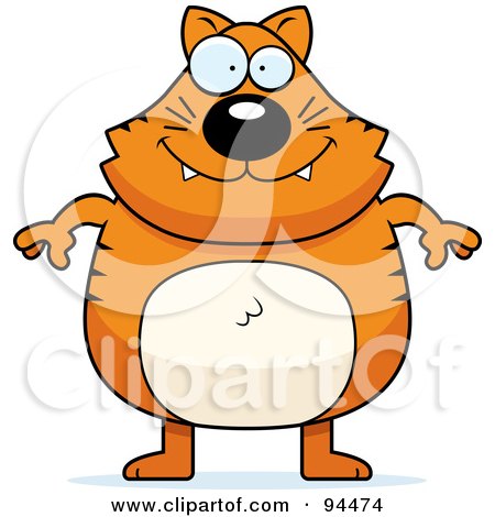 Royalty-Free (RF) Clipart Illustration of a Plump Orange Kitty Standing On His Hind Legs by Cory Thoman