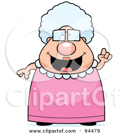 Royalty-Free (RF) Clipart Illustration of a Plump Granny Holding Up Her Finger And Expressing An Idea by Cory Thoman