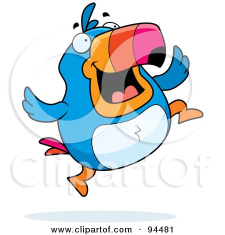 Royalty-Free (RF) Clipart Illustration of a Plump Happy Toucan Jumping by Cory Thoman