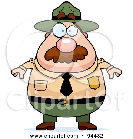 Royalty-Free (RF) Clipart Illustration of a Plump Male Ranger Facing Front by Cory Thoman