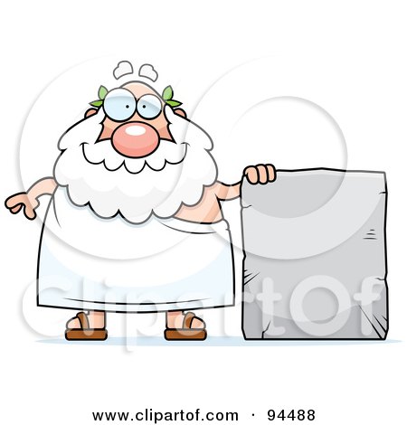 Royalty-Free (RF) Clipart Illustration of a Plump Greek Man Holding Up A Blank Tablet by Cory Thoman