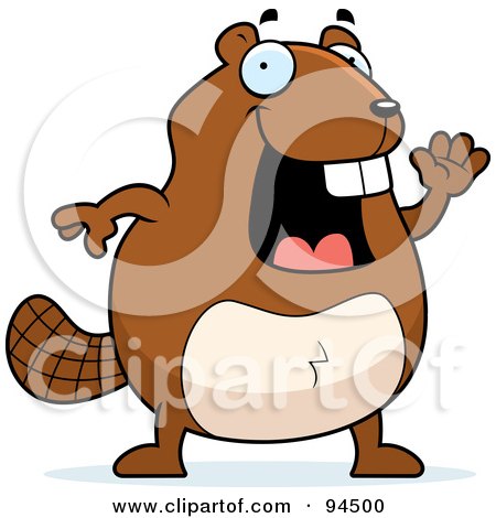 Royalty-Free (RF) Clipart Illustration of a Plump Waving Beaver by Cory Thoman