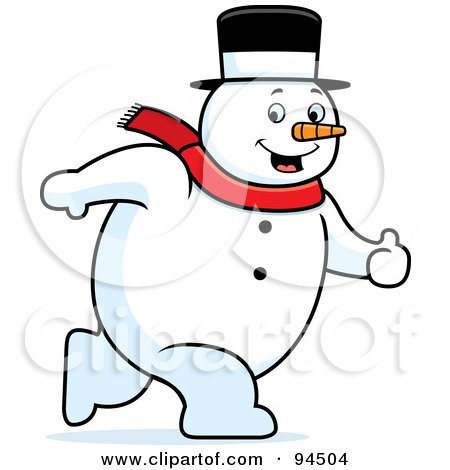 Royalty-Free (RF) Clipart Illustration of a Plump Walking Snowman by Cory Thoman