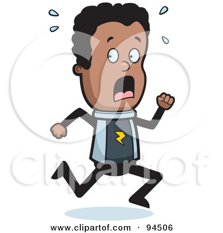 Royalty-Free (RF) Clipart Illustration of a Running Black Space Man by Cory Thoman