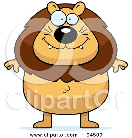 Royalty-Free (RF) Clipart Illustration of a Plump Male Lion Facing Front by Cory Thoman
