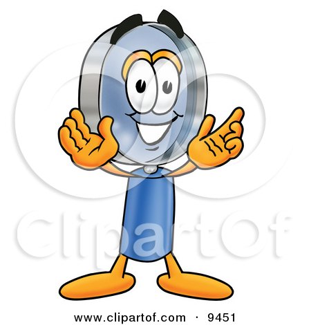 Clipart Picture of a Magnifying Glass Mascot Cartoon Character With Welcoming Open Arms by Mascot Junction