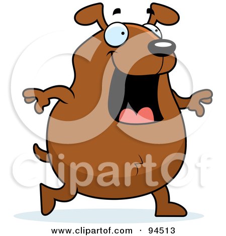 Royalty-Free (RF) Clipart Illustration of a Plump Brown Dog Walking On His Hind Legs by Cory Thoman
