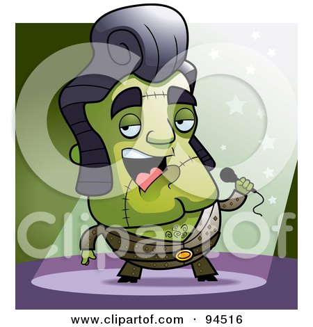 Royalty-Free (RF) Clipart Illustration of a Frankenstein Elvis Impersonator by Cory Thoman