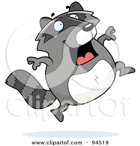 Royalty-Free (RF) Clipart Illustration of a Happy Raccoon Jumping by Cory Thoman