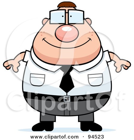 Royalty-Free (RF) Clipart Illustration of a Plump Nerdy Businessman Facing Front by Cory Thoman