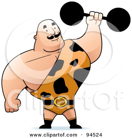 Royalty-Free (RF) Clipart Illustration of a Strong Man In A Spotted Outfit, Holding Up A Barbell by Cory Thoman