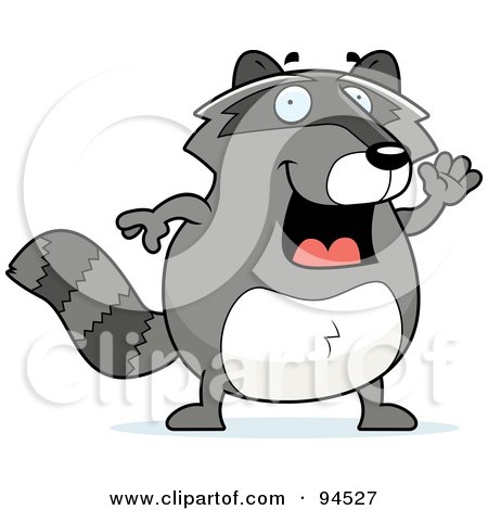Royalty-Free (RF) Clipart Illustration of a Friendly Waving Raccoon by Cory Thoman