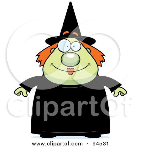 Royalty-Free (RF) Clipart Illustration of a Plump Green Witch by Cory Thoman