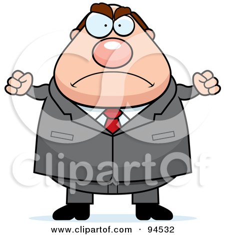 Royalty-Free (RF) Clipart Illustration of a Plump Angry Businessman by Cory Thoman
