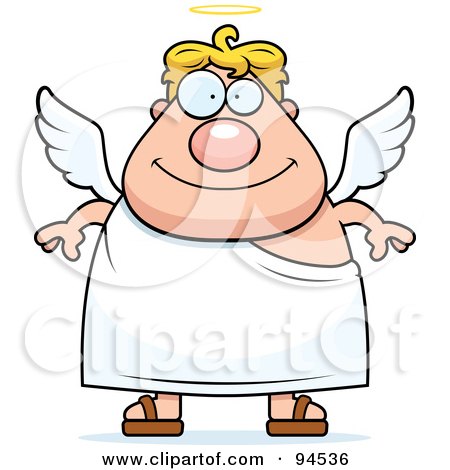 Royalty-Free (RF) Clipart Illustration of a Plump Male Angel by Cory Thoman