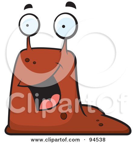 Royalty-Free (RF) Clipart Illustration of a Happy Brown Slug With Big Eyes by Cory Thoman