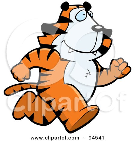 Royalty-Free (RF) Clipart Illustration of a Running Tiger Heading Right by Cory Thoman