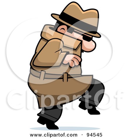 Royalty-Free (RF) Clipart Illustration of a Tip Toeing Spy by Cory Thoman