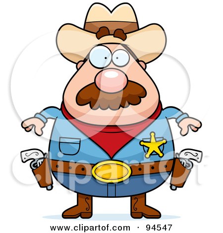 Royalty-Free (RF) Clipart Illustration of a Plump Sheriff Ready To Draw His Pistols by Cory Thoman