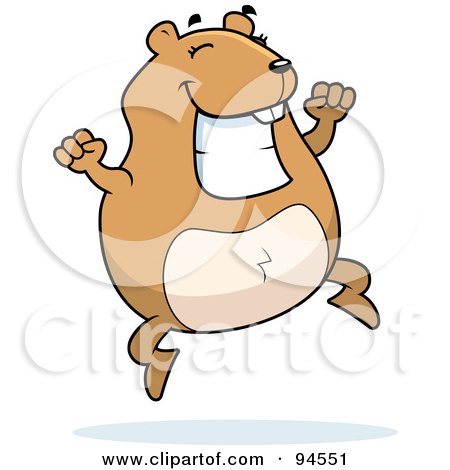 Royalty-Free (RF) Clipart Illustration of a Plump Happy Hamster Jumping by Cory Thoman