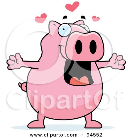 Royalty-Free (RF) Clipart Illustration of a Plump Pink Pig In Love by Cory Thoman