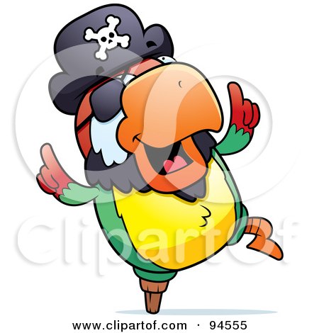 Royalty-Free (RF) Clipart Illustration of a Dancing Pirate Porrot by Cory Thoman