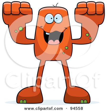 Royalty-Free (RF) Clipart Illustration of a Blocky Orange Monster With Fists by Cory Thoman